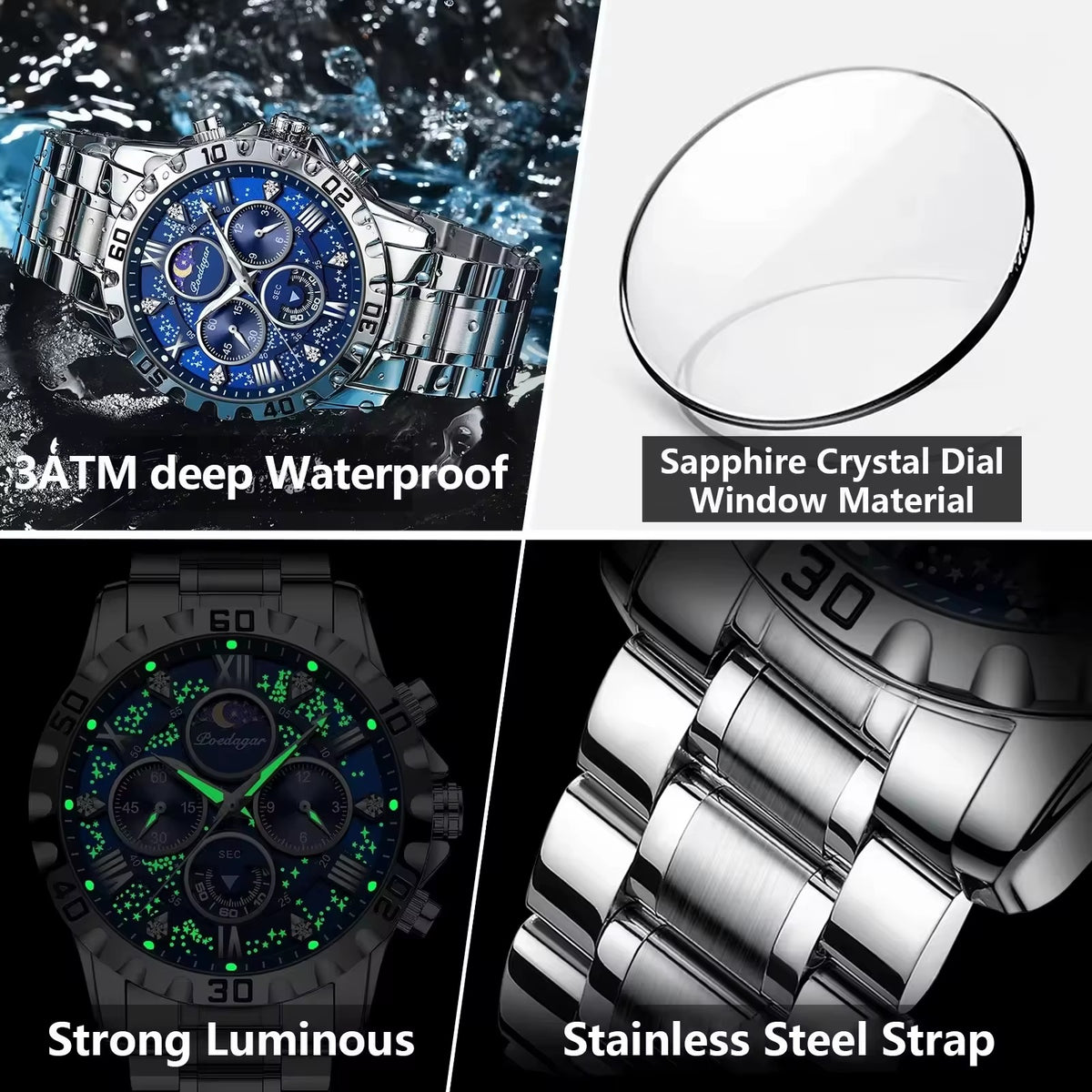 POEDAGAR 973™ | Luxury Chronograph Men's Watch – Stylish Gift Choice